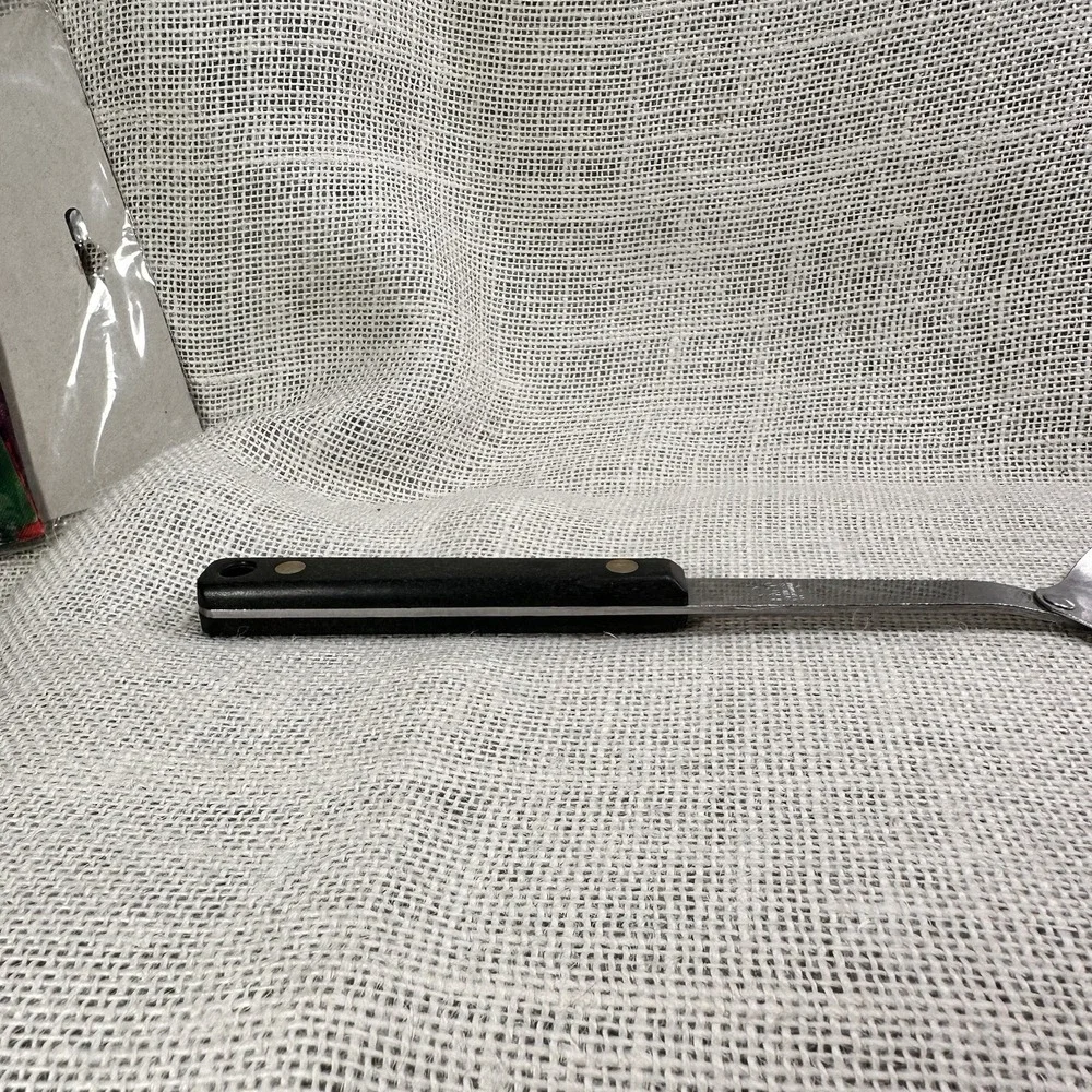 EKCO Stainless Vanadium Slotted Spoon Black Handle Made in‎ USA Kitchen Utensil